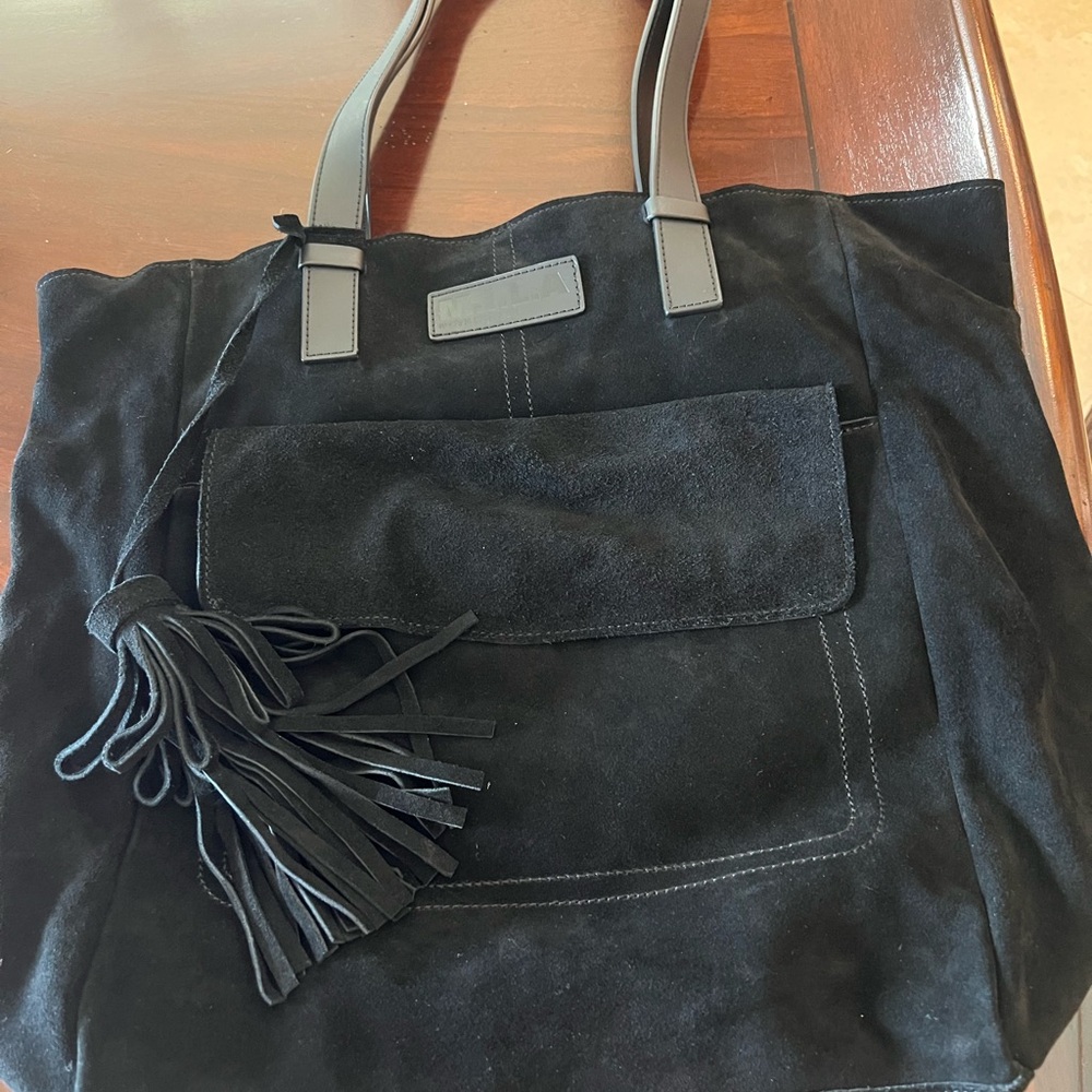 Elegant Black Suede Tote Bag